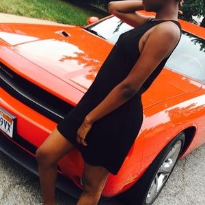 Black sheer detailed mini dress